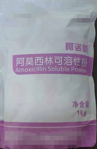 阿莫西林可溶性粉  主要用于對(duì)氨芐西林敏感的革蘭氏陽(yáng)性球菌和革蘭氏陰性菌感染，如巴氏桿菌病，葡萄球菌、鏈球菌感染