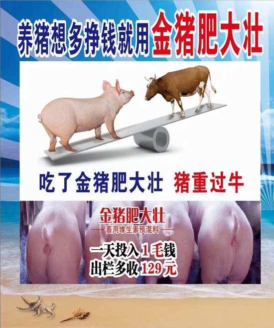 養(yǎng)豬想多掙錢就用金豬肥大壯--1天投入1毛錢，提前出欄13天，多長(zhǎng)20斤，就是牛